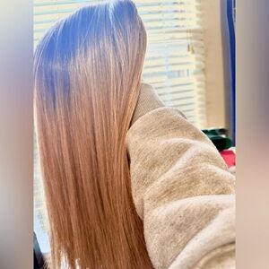 Sleek Brown Blonde Ombré Wig Straight Side Part